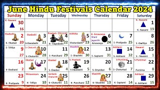 Hindu Festivals June Calendar 2024 [upl. by Wilburt129]