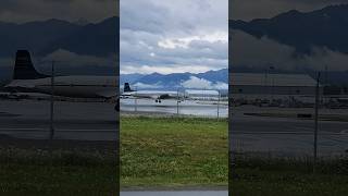 Everts Air DC6 Nose Diving for runway 15 Anchorage Airport Alaska Planespotting [upl. by Aivatnahs]