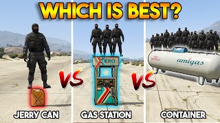 GTA 5 ONLINE  JERRY CAN VS GAS STATION VS GAS CONTAINER WHICH IS BEST [upl. by Redliw383]