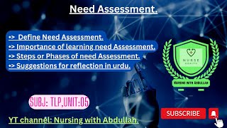 Need Assessment in urdu PostRn 2nd semester Unit 05 teaching learning principal [upl. by Luba657]