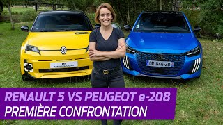 RENAULT 5 vs PEUGEOT e208 2024  le 1er MATCH des citadines électriques stars [upl. by Nogras]