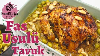 Fas Usulü Tüm Tavuk  Fasın Meşhur Zeytin ve Badem Soslu Tavuğu Moroccan Chicken Framboğaz Mutfak [upl. by Laise]