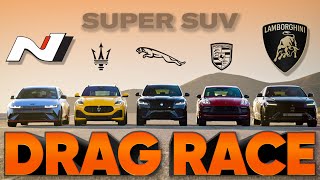 Ioniq 5 N v Urus Performante v Macan GTS v FPace SVR v Grecale Trofeo — Cammisa Ultimate Drag Race [upl. by Kcirad]