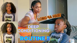 DEEP CONDITIONING ROUTINE ON LONG 4A HAIR naturalhair washday deepconditioning [upl. by Iblehs]