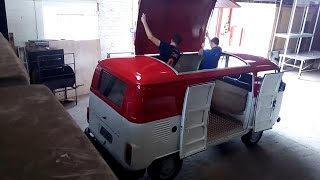 Amateur builder VW Kombi Clipper 1990 Food Truck Transformation Tiny Restaurant time lapse [upl. by Ibur188]