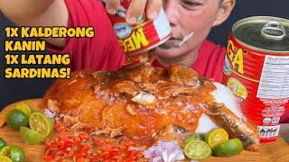 Isang Kalderong Kanin at Isang Latang Sardinas Mukbang Asmr  Mukbang Philippines [upl. by Pfaff181]