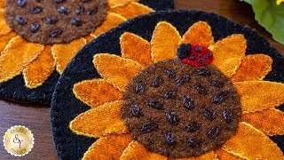 How to Make Sunflower Wooly Mug Rugs  A Shabby Fabrics Sewing Tutorial [upl. by Urdna]