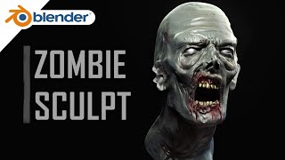 ZOMBIE HEAD SCULPT  Blender 29  Sculpting Texturing Rendering [upl. by Aroc343]