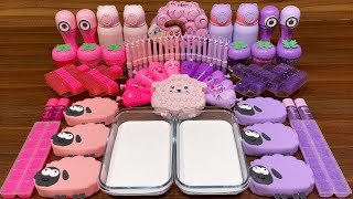 PINK vs PURPLE SHEEP I Mixing random into Glossy Slime I Relaxing slime videospart1 [upl. by Carroll]