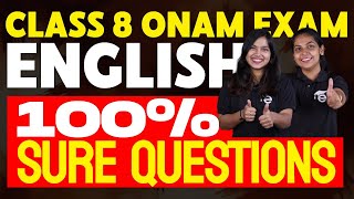 CLASS 8 Onam Exam  English 100 Sure Questions  Eduport [upl. by Cyprus355]