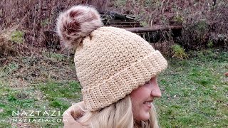 HOW to CROCHET WINTER HAT  Fast and Easy Beanie Pattern by Naztazia [upl. by Tteltrab]