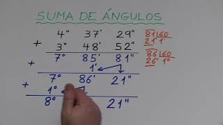 Sumar grados minutos y segundos en el sistema sexagesimal [upl. by Doownelg552]