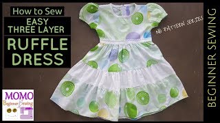 How to Sew THREE LAYER RUFFLE DRESS [upl. by Timmy352]