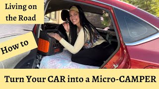 How to Turn Your Car into a MicroCamper or Teeny Tiny Home on Wheels  The Build  Organizing [upl. by Parris]