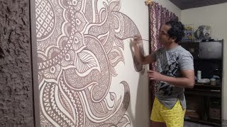 wall painting easy drawing and best effect [upl. by Yesnil158]