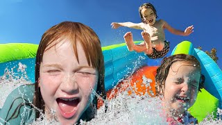 WATER SLiDE JUMP x3  a Family Day at PiRATE iSLAND Catching Fish amp Swimming with Adley Niko Navey [upl. by Nit]