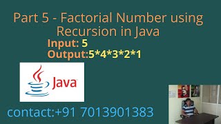 Factorial Number using Recursion in Java  Part 5 [upl. by Enail407]