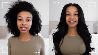 how i install amp style clip in extensions with my natural hair ♡ a winter fashion nova haul [upl. by Mcallister]