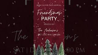 Red Christmas Party Invitation with Snow Xmas Video Invite Christmas dinner Evite Xmas Invitation [upl. by Silvain]