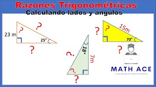 RAZONES TRIGONOMETRICAS  encontrar el valor de los tres ángulos y los tres lados [upl. by Tanhya741]