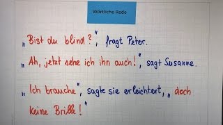 Wörtliche Rede direkte Rede mit Beispielen  Deutsch  Grammatik  Lehrerschmidt [upl. by Haliehs]