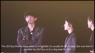 180714 Chanyeol Talked About BURJ KHALIFA LED Ads Project [upl. by Naehgem]