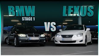 Lexus IS250 vs BMW E90 320D Stage 1 0200kmh [upl. by Ayal241]