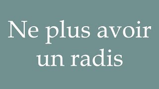 How to Pronounce Ne plus avoir un radis No longer having a penny Correctly in French [upl. by Cleti]