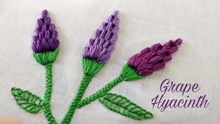 Grape HyacinthCluster Stitch Hand Embroidery Work [upl. by Verlie]