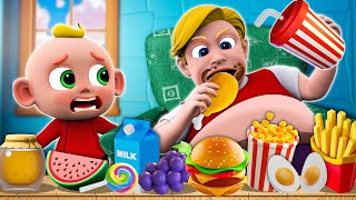 Dont Overeat Song  Healthy Food vs Junk Food  Funny Kids Songs amp Nursery Rhymes  Songs for KIDS [upl. by Eldrid]