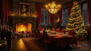 Festive Christmas Ambience 🎄 Cozy Castle with Gentle Winter Snow amp Fireplace for Relaxing [upl. by Keyek782]