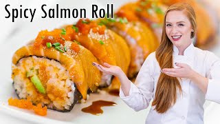 Spicy Salmon Roll  How to Make Sushi and Sushi Rice [upl. by Naired602]