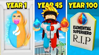 100 YEARS As ELEMENTAL SUPERHERO in Roblox Brookhaven RP [upl. by Hterag973]