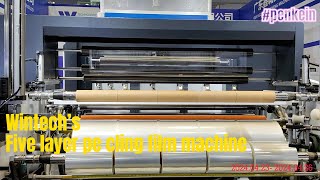 5 layer casting pe cling film machine8 micron1500mm high speed casting film machineWINTECH 2024 [upl. by Adnarrim]