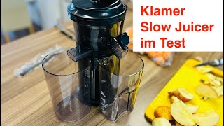 Klamer Slow Juicer im Test  diverse Säfte zubereitet und alle Funktionen getestet [upl. by Assirem]