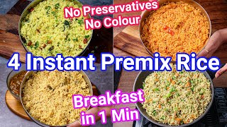 4 Instant Premix Rice Recipes  Best Breakfast Lunch Box Recipe  Instant Rice Recipes  Just 1 Min [upl. by Nehemiah659]