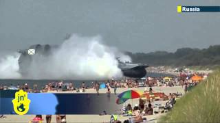 Russian military craft makes unexpected beach landing Kremlin says incident was routine training [upl. by Helfant646]