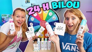 24 STUNDEN BILOU GLÜCKSRAD  BeautyProdukte VS Real Food  Nina amp Kathi testen 1 Tag Bibis Produkte [upl. by Broome]