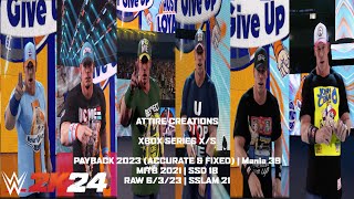 WWE 2K24  Cena Payback 23Mania 39MITB 21SSD18RAW 6323SSlam 21 Now On Community Creations [upl. by Kutzenco]