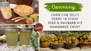 Canning Corn Cob Jelly amp Pears in Syrup Pear and Rhubarb Pie with Homemade Crust 1229 [upl. by Enilecram834]