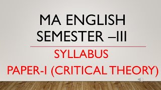 MA ENGLISH SEMESTER III SYLLABUS II ALL MP GOVT UNIVERSITIES II APSU UNIVERSITY II PG ENGLISH SYLLAB [upl. by Licna]