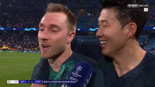 Christian Eriksen and HeungMin Son react to Man City vs Spurs  What a game [upl. by Nnylyar]