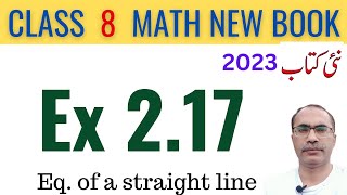 8Th Class Math Exercise 217 New Book  Equation of a straight line [upl. by Mandler443]