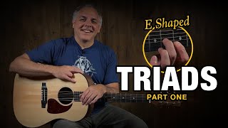 Essential EShape Triads Chord Shapes on Guitar  Beginner Guitar Lesson [upl. by Eedrahc]