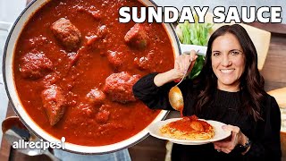 How to Make Meatballs amp Sunday Sauce  Get Cookin  Allrecipes [upl. by Krauss]