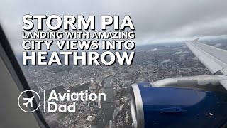 Storm Pia  British Airways A319 Landing Runway 27R at London Heathrow Airport 4K [upl. by Yesnikcm]