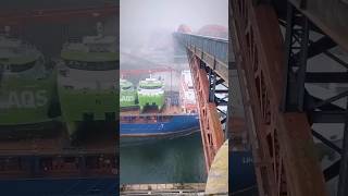 Heavy Lift vessel passing under the Bridge merchantnavy shortvideo [upl. by Ot]