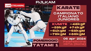 KARATE  Campionato Italiano Juniores 2024  Day2 pomeriggio Kumite  Tatami1 [upl. by Bathilda476]