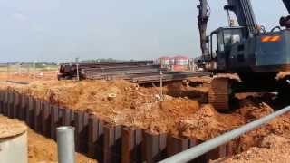 Sheet pile installation [upl. by Enieledam]