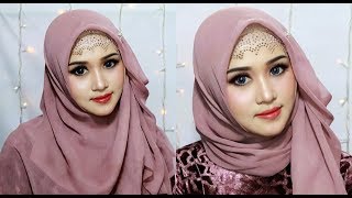 tutorial hijab segi empat pesta syari dan pesta simple [upl. by Navar160]